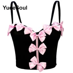 Black Crop Tops 2025 New Y2K Gothic Wedding Party Club High Street Casual Sexy Tank Top Pearl Sequins Corset Top Women Clothing
