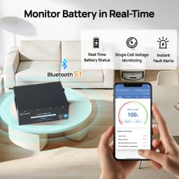 ECO-WORTHY 24V 100Ah Metal Case LiFePO4 Lithium Battery with BT 5.1 with Low-Tem Protection, Max. 2560W for Off-Grid