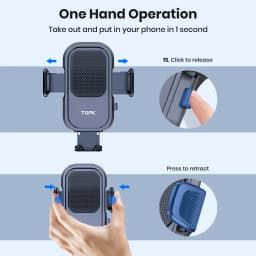 TOPK Car Phone Holder Mount for Cell Phones Upgraded Metal Hook Design,Hands-Free Holder for All Phones,Adjustable & Secure Fit