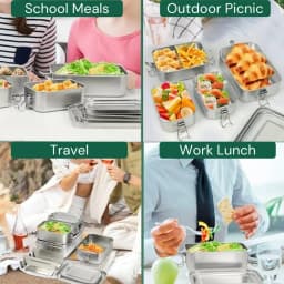 Bento Lunch Box Adults, 304 Stainless Steel Airtight Lunchbox Food Taper Meal Prep Containers, Packed Lunch Bento Box BPA-Free