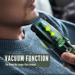 Solimpia Cordless Beard Trimmer Men Rechargeable Electric Shaver Built-in Vacuum Clipper for Mustache Sideburns IPX6 Washable