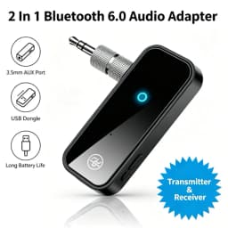 2 In 1 Bluetooth 6.0 Transmitter Receiver 3.5mm AUX Wireless Audio Adapter USB Charging For Car TV Speaker Stereo Headphones