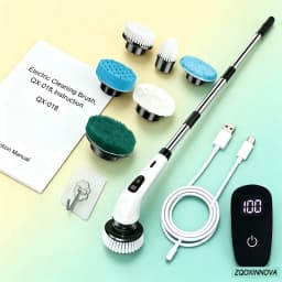 Electric Spin Scrubber, Bathroom Cordless Cleaning Brush Power Scrubber with Replaceable Brush Heads, Electric Cleaning Brush