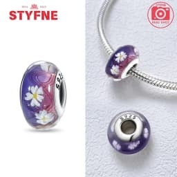 Real Sterling Silver 925 Flower Charms Glass New Original Bead Colorful Murano Fit Original Bracelet DIY for Women Jewelry Gifts
