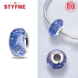 Real Sterling Silver 925 Flower Charms Glass New Original Bead Colorful Murano Fit Original Bracelet DIY for Women Jewelry Gifts