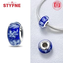 Real Sterling Silver 925 Flower Charms Glass New Original Bead Colorful Murano Fit Original Bracelet DIY for Women Jewelry Gifts