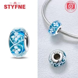 Real Sterling Silver 925 Flower Charms Glass New Original Bead Colorful Murano Fit Original Bracelet DIY for Women Jewelry Gifts