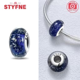 Real Sterling Silver 925 Flower Charms Glass New Original Bead Colorful Murano Fit Original Bracelet DIY for Women Jewelry Gifts