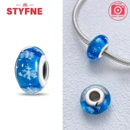 Real Sterling Silver 925 Flower Charms Glass New Original Bead Colorful Murano Fit Original Bracelet DIY for Women Jewelry Gifts