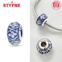 Real Sterling Silver 925 Flower Charms Glass New Original Bead Colorful Murano Fit Original Bracelet DIY for Women Jewelry Gifts