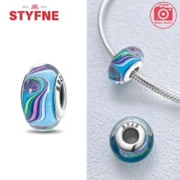 Real Sterling Silver 925 Flower Charms Glass New Original Bead Colorful Murano Fit Original Bracelet DIY for Women Jewelry Gifts