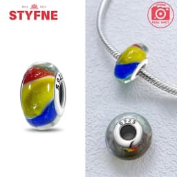 Real Sterling Silver 925 Flower Charms Glass New Original Bead Colorful Murano Fit Original Bracelet DIY for Women Jewelry Gifts