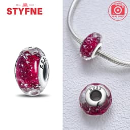 Real Sterling Silver 925 Flower Charms Glass New Original Bead Colorful Murano Fit Original Bracelet DIY for Women Jewelry Gifts