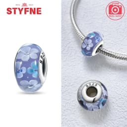 Real Sterling Silver 925 Flower Charms Glass New Original Bead Colorful Murano Fit Original Bracelet DIY for Women Jewelry Gifts