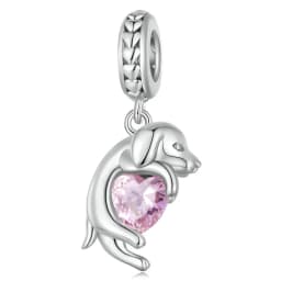 WOSTU Dog Charms Pendant 925 Sterling Silver Zirconia Animal Pooch Doggy Bulldog Beads Fit Original Bracelet Pendant DIY Jewelry