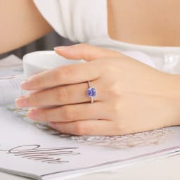 Nano Tanzanite Rings 925 Sterling Silver Ring 7mm Cushion Zircon Elegant Woman Rings