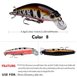 Mini Sinking Minnow Wobblers Fishing Lures 5.6cm 6.8g Trout Artificial Plastic Hard Bait Jerkbait Crankbait Bass Fishing Tackle