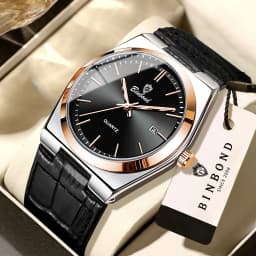BINBOND Luxury Quartz Wristwatches Luminous Waterproof Auto Date Men's Watch Business Sport Fashion Casual Reloj Leather Clock