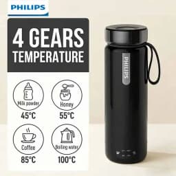 Philips 2-in-1 Electric Kettle & Vacuum Insulated Cup 350mL 4 Temp Settings SUS316 Stainless Steel Portable Travel Water Boiler