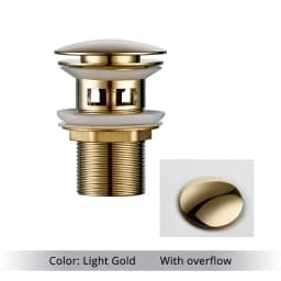 Bagnolux Polished Gold Basin Sink Drainer Corrosion Resistant Easy To Clean Pop Up Button Round Hole Bathroom Hotel Drainer