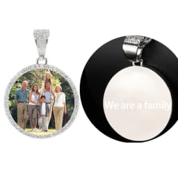 Hip Hop Jewelry Bling CZ Memorial Picture Frames Necklace Personalization Photo Custom 26/35/45/68.5MM Circle Medallions Pendant