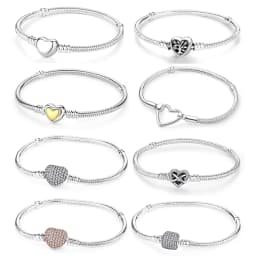 925 Sterling Silver Bracelets Bangles Original Love Heart Clasp Charms Beads Snake Chain Luxury DIY Jewelry For Women Gift