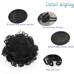 Synthetic Fiber Messy Bun Short Curly Ponytail Extension - Elastic Drawstring Loose Hair Bun Pieces For Women With Thinning Hair