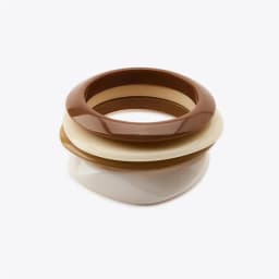 HUANZHI 3Piece Vintage Brown Geometric Resin Bracelet Set Exaggerated Different Shapes Wide Thick Stacked Wear Jewelry