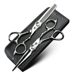 XUANTENG 6-inch Silver Professional Hair Scissors, Barber Cutting Scissors and Thinning Scissors, Hair Salon Tools