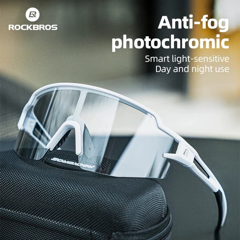 ROCKBROS Photochromic Anit-fog Bicycle Glasses UV400 Sun Protection Bike Sunglasses Sports Run MTB Road Cycling Eyewear Goggles