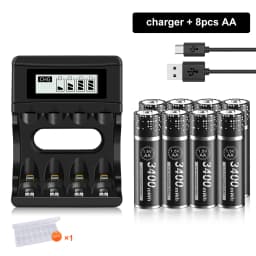 PALO 1.5V AA Lithium Rechargeable Battery 3400mWh Long-Lasting Black Li-ion 2A Batteries for High-Performance Devices