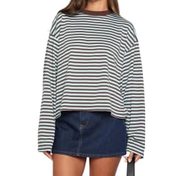 Striped Long Sleeve T Shirt Women Y2k Oversized Crewneck Sweatshirt Aesthtic Vintage Autumn Drop Shoulder Cute Going Out Tops