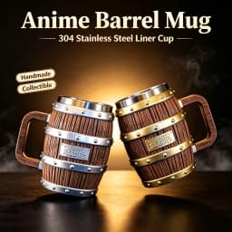 One Piece Barrel Mug Anime Merch Goods Handmade Cup With 304 Stainless Steel Liner Collectible Drinkware Gift For Anime Fans Com