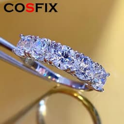 COSFIX Round Cut Moissanite Rings For Women 0.1ct-5ct Women Moissanite Row Ring Luxury 2023 Women's Full Moissanite Ring Gift