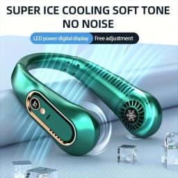 2025 New Best Sellers Wearable Neck Fan Portable Air Conditioner Bladeless Neck Fan Air Cooler 5 Gears and LED Display Screen