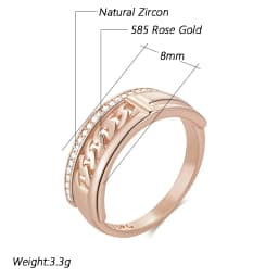 Kinel Hot Unusual 585 Rose Gold Color Rings for Women Fashion Shiny Natural Zircon Accessories Minimalist Daily Fine Jewelry