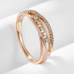 Kinel Hot Unusual 585 Rose Gold Color Rings for Women Fashion Shiny Natural Zircon Accessories Minimalist Daily Fine Jewelry