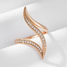 Kinel Hot Unusual 585 Rose Gold Color Rings for Women Fashion Shiny Natural Zircon Accessories Minimalist Daily Fine Jewelry