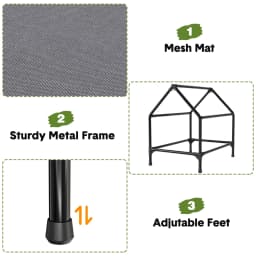 Weatherproof Elevated Dog House, 600D Oxford Breathable Outdoor Dog Tent Shelter with Mesh Bed, Sturdy Metal Frame Pet Kennel for Medium Dogs, Indoor/Outdoor Use