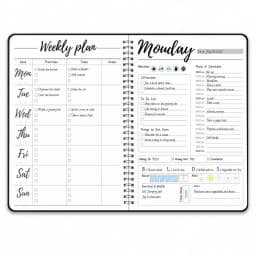 1PC Undated Today's Planner 10x7.3in Spiral Daily Weekly Schedule Notebook, To Do List Time Management Journal