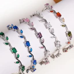 BenS 19cm Tulip women Bracelet Brass Cube Zircon Flower men Bracelet copper gold plated Fashion party Jewelry wholesale N17
