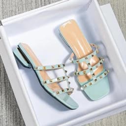 2026 Summer New Niche Design Metal Riveted Slippers Square with Real Casual Square Wear Fashion Large Size Women's Sandals 35-43