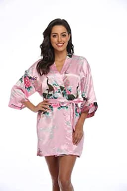2015 Silk Kimono Robe Bathrobe Women Satin Robe Robe Longue Femme For Women Night Sexy Robes Night Grow For Bridesmaid Summer