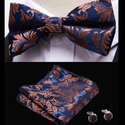 HUISHI Classic Blue Bowties For Men Paisley Floral Bow Tie Pocket Square Cufflinks Suit Set Wedding Party Plaid Solid Butterfly