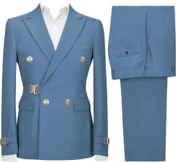 Mens 2 Piece Suit Slim Fit Double Breasted Suit Men Casual Blazer Jacket Pants Outfit