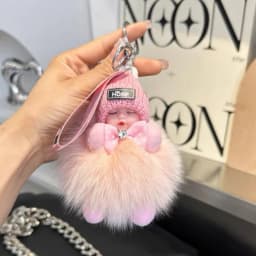 Cute Fluffy Plush Sleepy Doll Keychain For Women Bag Car Key Chain Kawaii Key Ring On Bag Car Trinket Pendant Gift