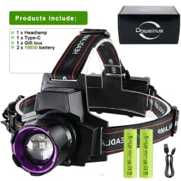 395nm UV Headlamp Ultraviolet Zoomable Headlight Rechargeable Purple Head Torch Catch Scorption Hunting Light Pet Urine Detector