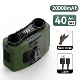 Socool 20000mAh Portable Waist Fan Dual Air Outlet 10 Gear Speeds Outdoor Personal Hanging Neck & Belt Clip Fan with Power Bank