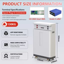 LiFePO4 48V 300AH 100AH 600AH Battery Pack 51.2V 15KW Lithium Solar Battery 10000+ Cycle With 16S 200A BMS For Inverter EU Stock