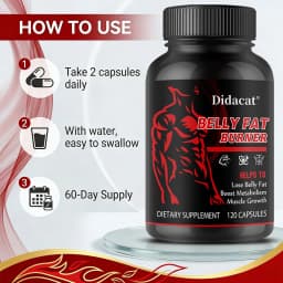 Stimulant-Free Men's Belly Fat Burner Capsules, Boost Metabolism, Burn Stubborn Fat, Tighten Abs, Preserve Muscle, Caffeine-Free